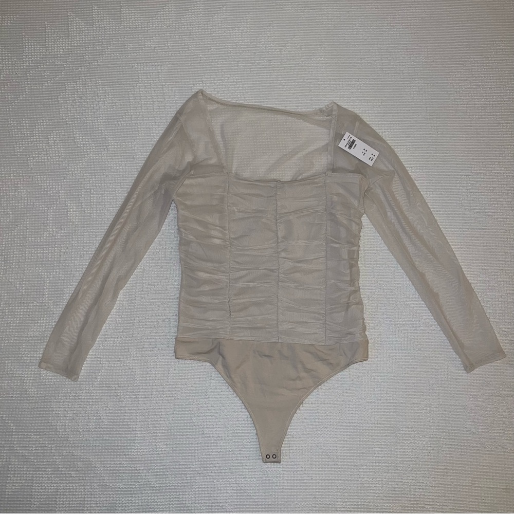 Abercrombie & Fitch Tan Bodysuit with Ruching